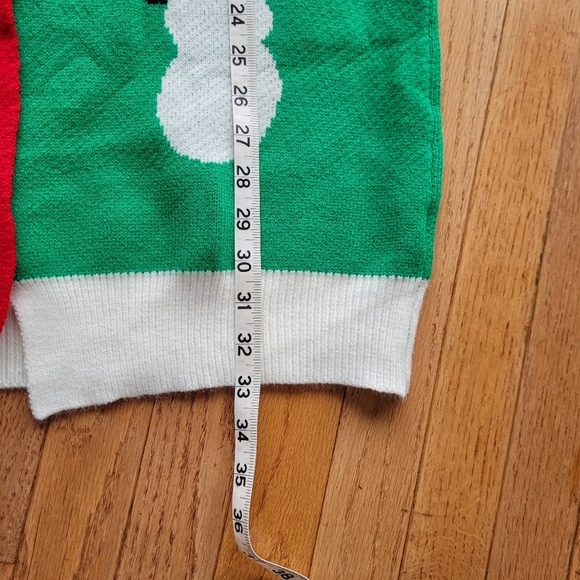 Festive Holiday Snowman Cardigan Open Sweater Colour Block M/L - Picture 9 of 11